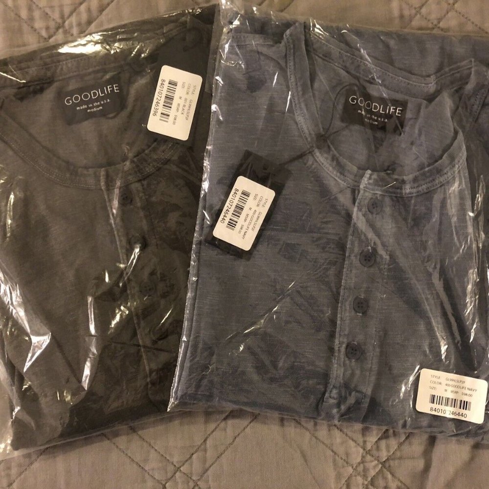 Lot Of 2 Goodlife L/S Henleys BNWT size Medium Scallop Hem
